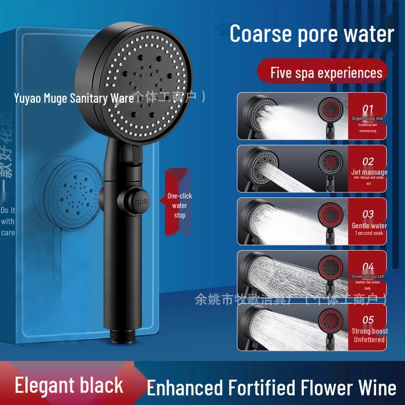 Svart kriger trykksatt håndholdt dusjhode dyse for bad og dusj