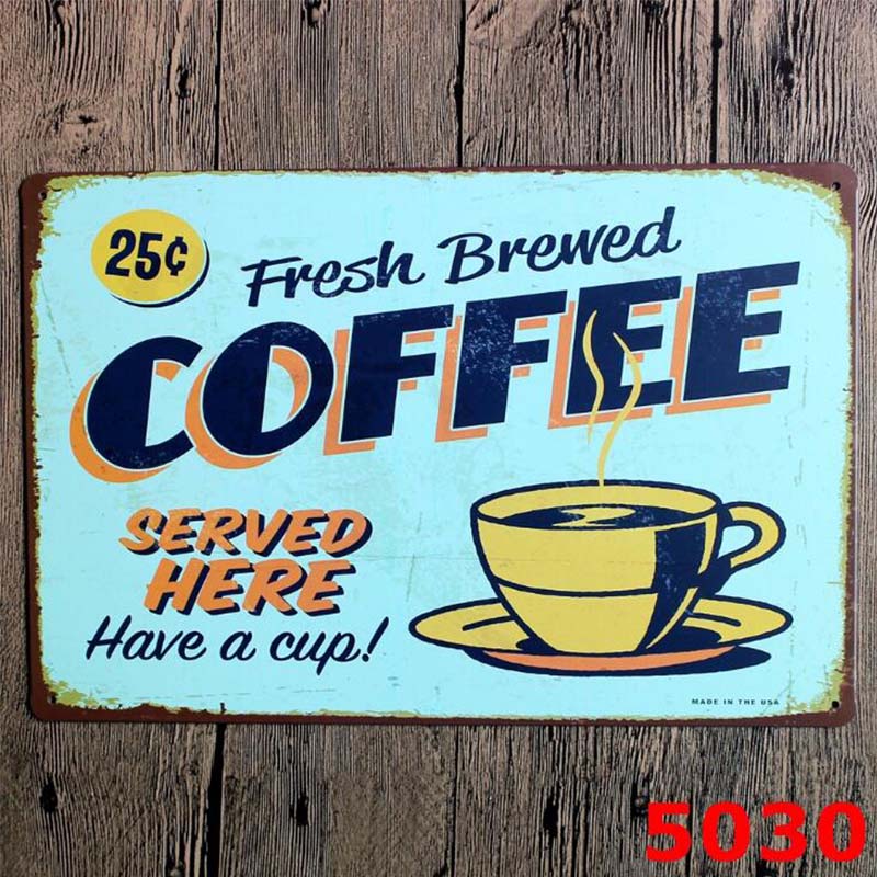 1pc Retro Metal Poster Coffee Sign Decor Plaque Vintage Tin Sign House Art License Poster Cafe Bar Metal Plates Wall Home Decor