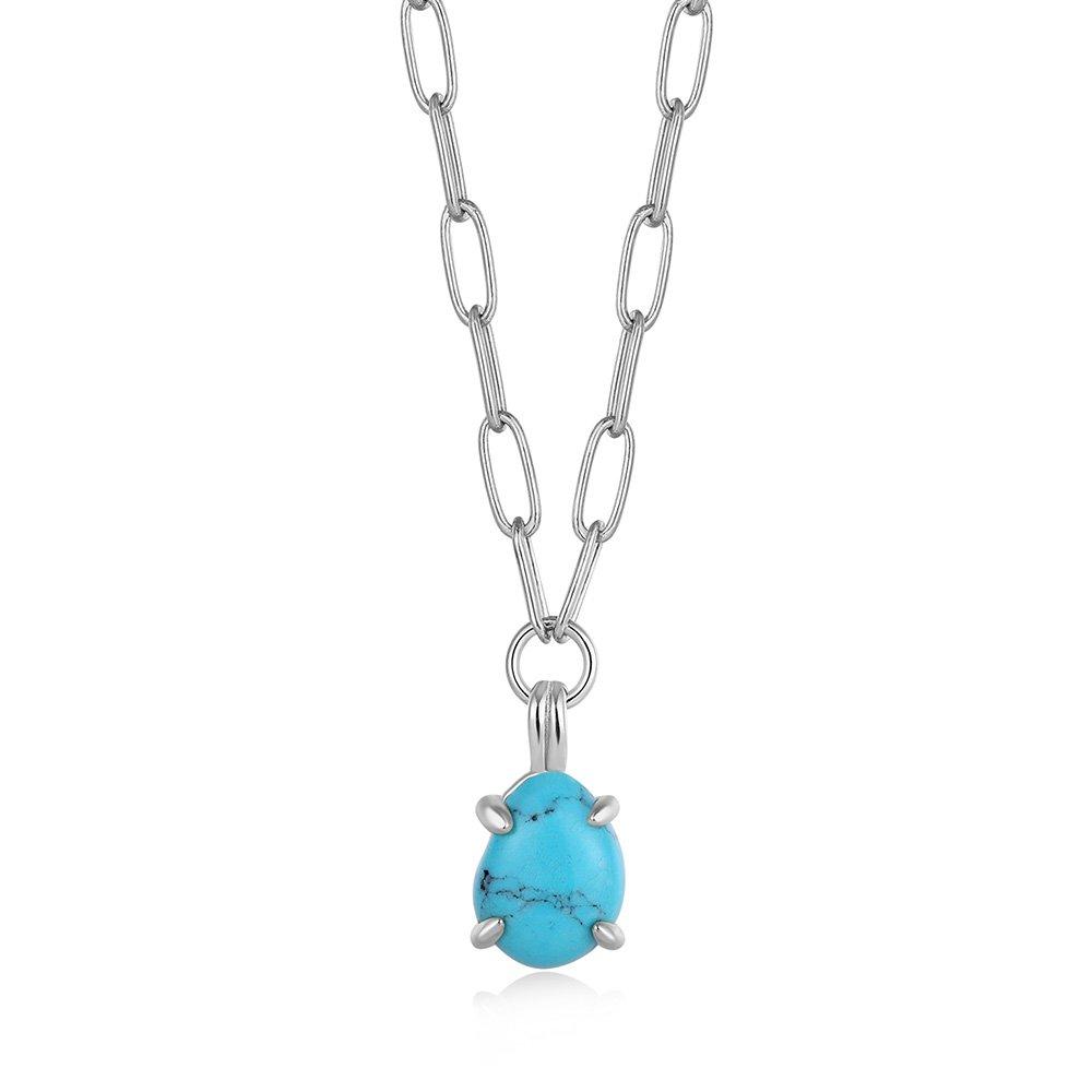 [Solo Hell 4 Jung Yu-jin, Jung Yong-hwa Worn] Turquoise Chunky Chain 925 Silver Necklace N044-04H