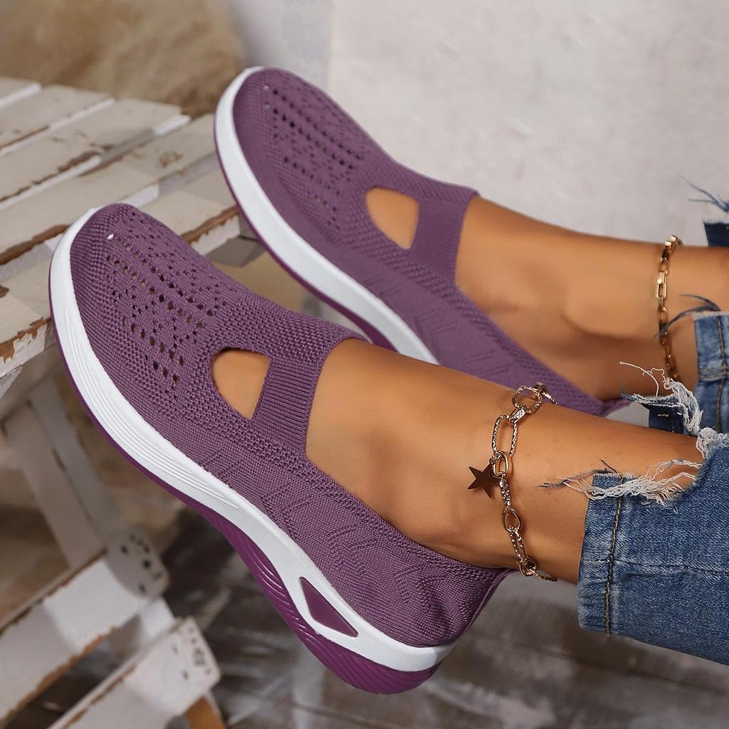 Fashion Women's Shoes Solid Color Breathable Sneakers Casual Sneaker Women's Summer Sneakers Low-top Knitted Casual Shoes Women Shoes