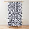 Moroccan Trellis Lattice Pattern Shower Curtain,Indigo Navy Blue White Vintage Geometric Lattice Bathroom Curtains With Hooks