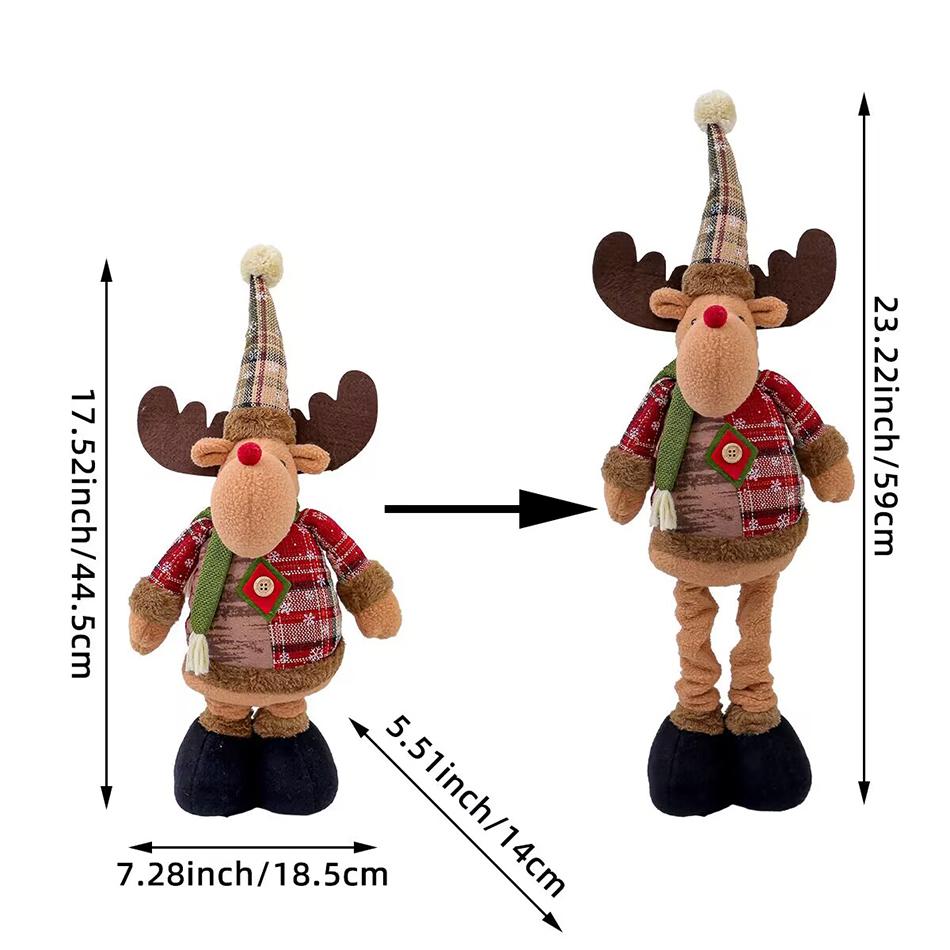 3PCS Christmas Decorative Christmas Dolls Reindeer Snowman Santa Claus Standing Doll New Year Ornament Christmas Merry Christmas