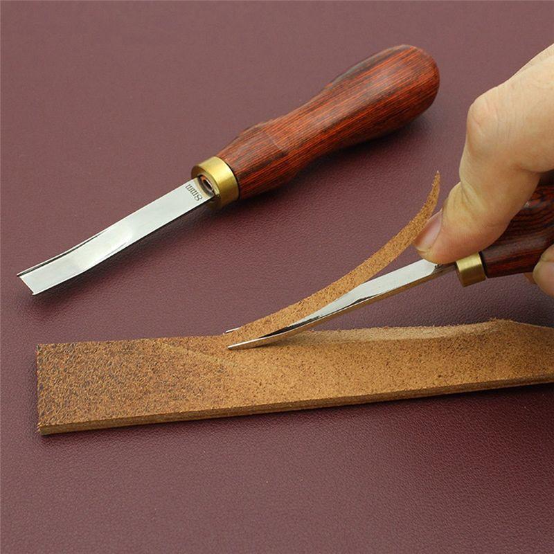 AEE4-Leather Edge Bevelers Leather Craft Thinned Tool,DIY Skiving Beveling Cutting Tools With Wood Handle Trimmer