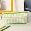 Large Capacity Pen Bag Sweet Plaid Lace Pencil Case Portable Student Stationery Storage Bag Girly Cosmetic Bag Gifts