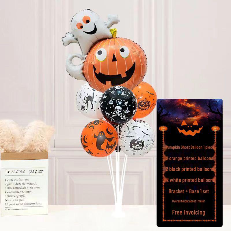 Halloween Pumpkin Skeleton Balloon Columns for Party and Event Decoration