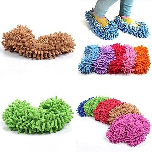 1 Pair Mop Slippers Shoes Brushing Foot Socks Floor Cleaner Bathroom Office Kitchen Supplies Random Color Deft Design