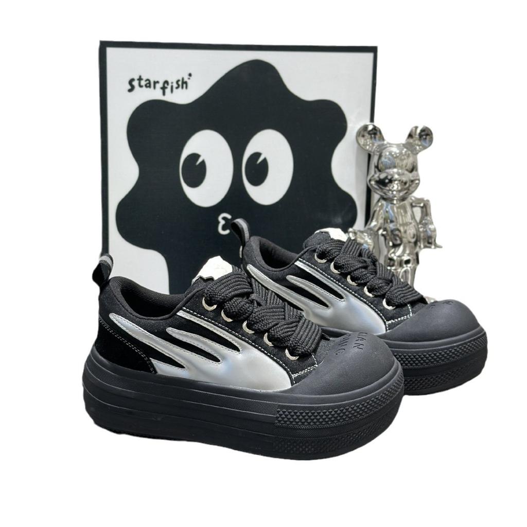 Marshmallow big head shoes women's summer punk y2k yabi black heightening bread platform shoes round head heightening and slimming
