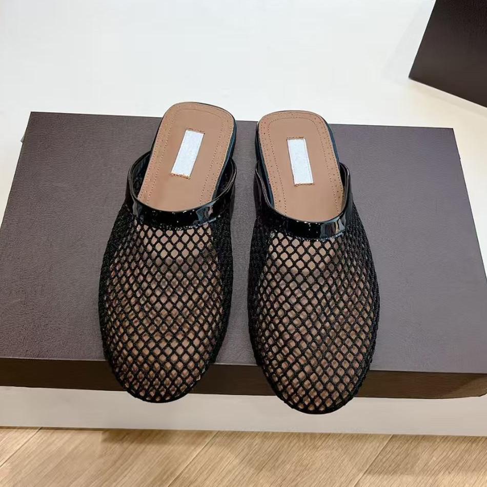 2025 Semi-new Women's Rough 2025 Breathable Shoes Outer Wear and Temperament Spring and Summer Bag Head Mesh Semi-cool Slippers