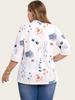 2025 Plus Size Floral Print Casual Two-Piece Seven-Sleeve Top for Women
