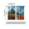 2 Pcs, Filtering Curtains (excluding Rods, Non-movable, Without Batteries) Castle & Floral Rainbow for Use In Bedrooms and