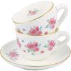Servizio da tè in porcellana per bambine con cestino da picnic rosa, design floreale, 13 pezzi