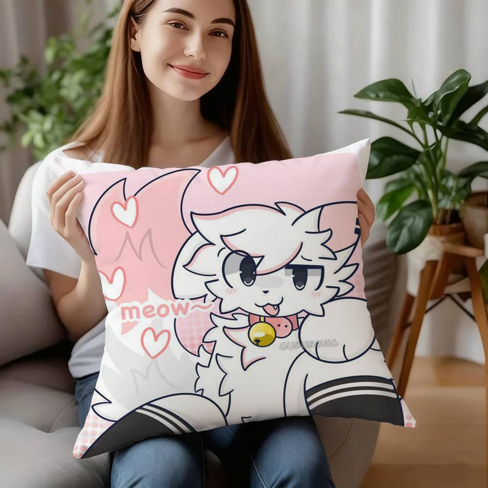 B-Boykisser Silly Cat Cute Pillow Case Plush Fabric Soft Pillowcase Double Sided Print Cushion Cover Household Gifts