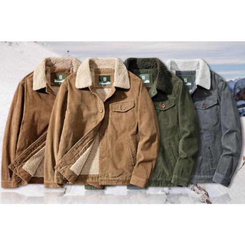 Jackets Padded Warm Loose Parka Coat Corduroy Short Jacket Man Solid Zip Windbreaker Winter Men's Loose