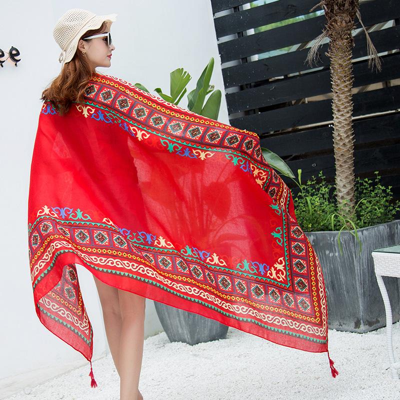 180*90cm Écharpes de Voyage Plage Crème Solaire pour Femmes Bikini Grand Paréo Écharpe Wrap Maillot de Bain Brésilien Cache-Maillots Châles