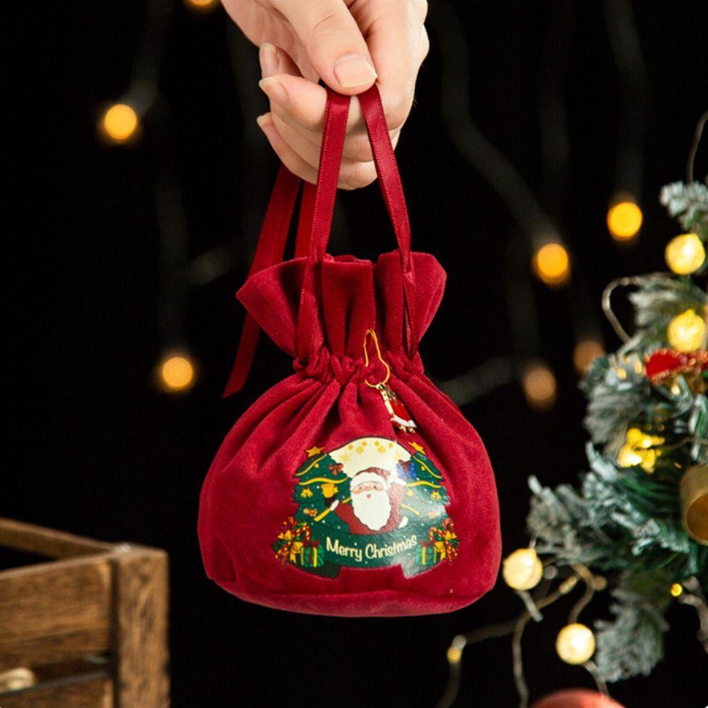 Santa Claus Christmas Eve Gift Bag Antlers Gift Drawstring Pouch Christmas Candy Bag Candy Storage