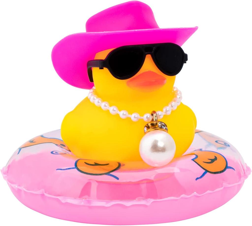 Car Rubber Duck Dashboard Yellow Duck Decoration For Car Dashboard Decorations Duck Toy With Swim Ring