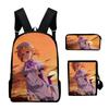 Fashion Novelty When They Cry Higurashi 3D Print 3pcs/Set School Bags Laptop Daypack Backpack Inclined Shoulder Bag Pencil Case