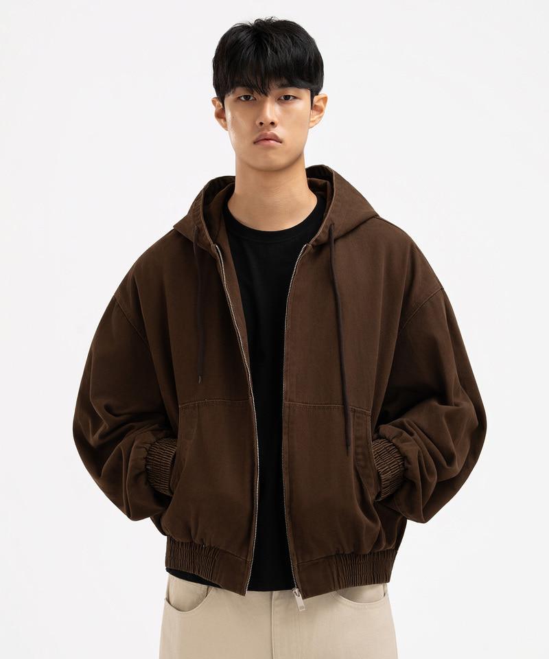 Underoff Crop Hooded Zip-Up Work Jacket Pale Purple