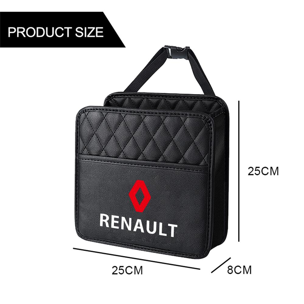 Car Multifunctional Storage Bag Leather Seat Back Hanging Organizer Garbage Pocket for Renault Koleos DACIA Kadjar Megane 3 Clio NN81