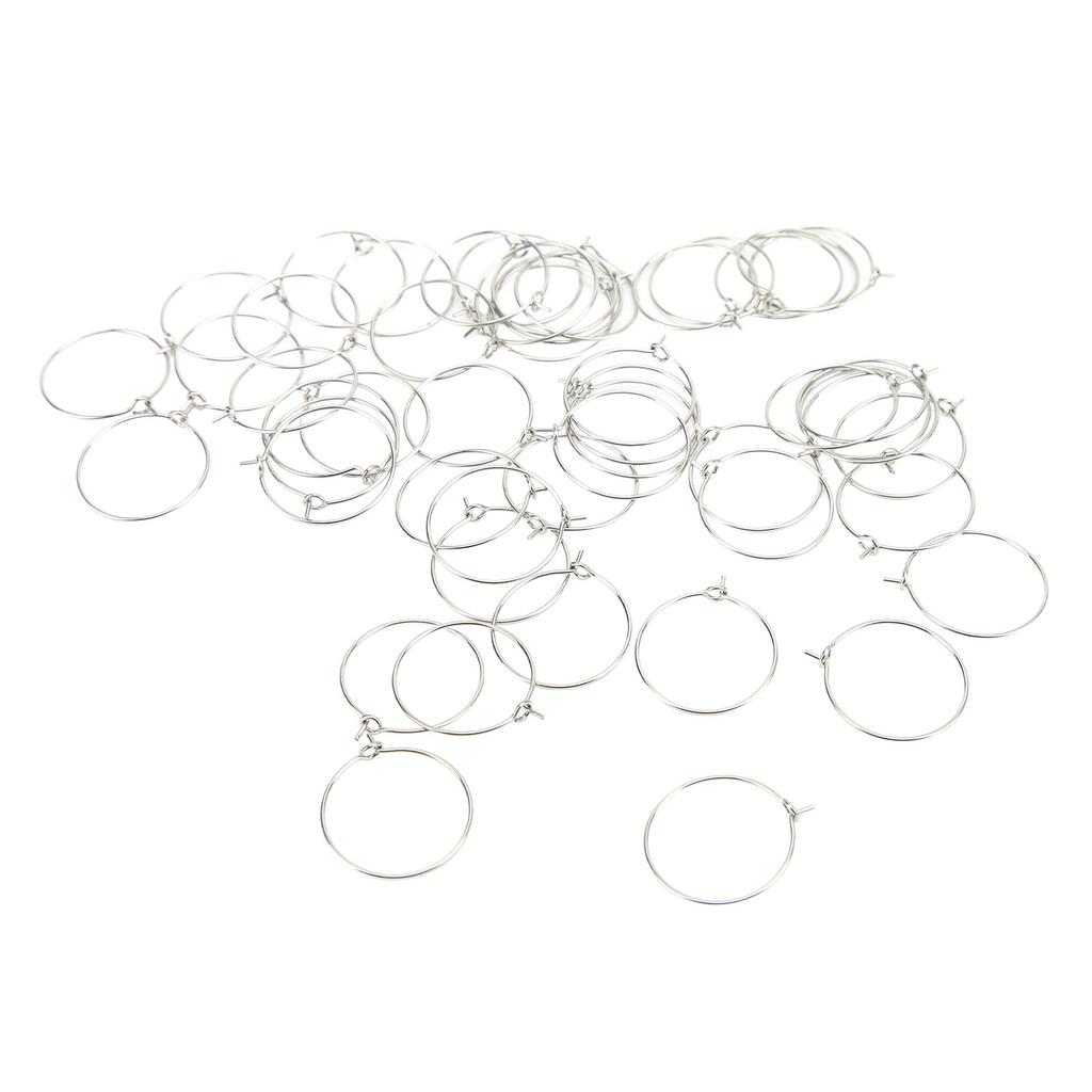 50PCS 20mm Bulk Hoop Earrings Stainless Steel DIY Anti Allergy Wine Glass Rings Jewelry Making
