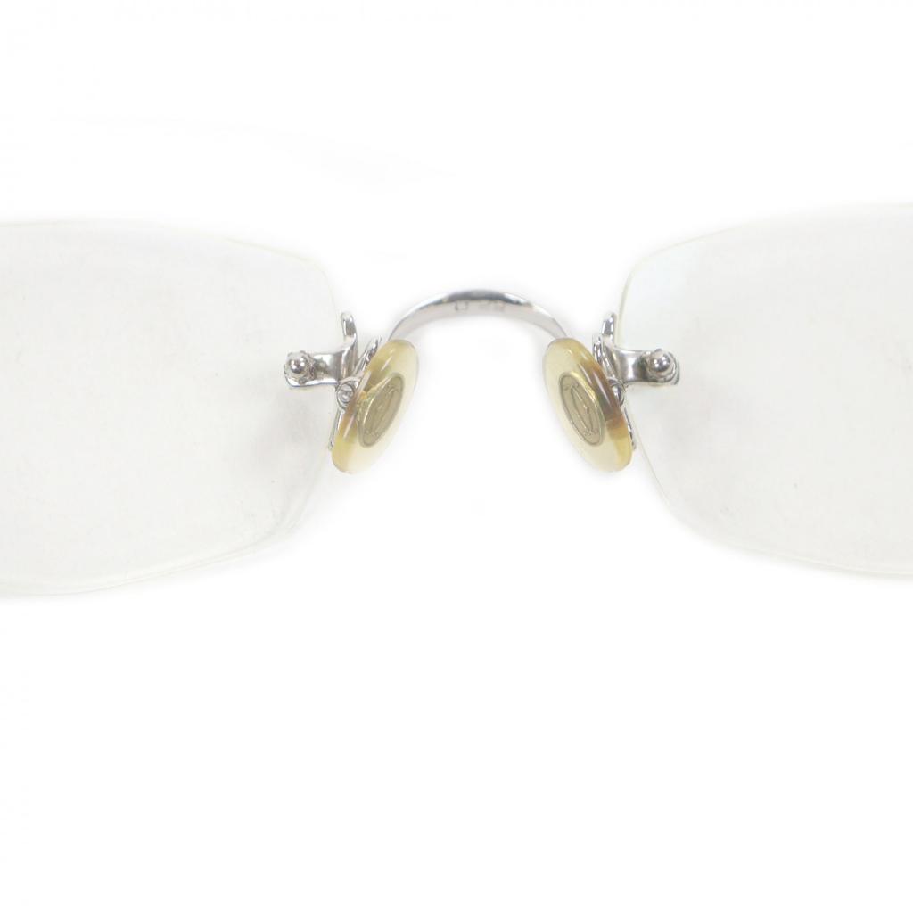 Great Cartier Glasses 135 2C Decor Two-Point Rimless Silver Used