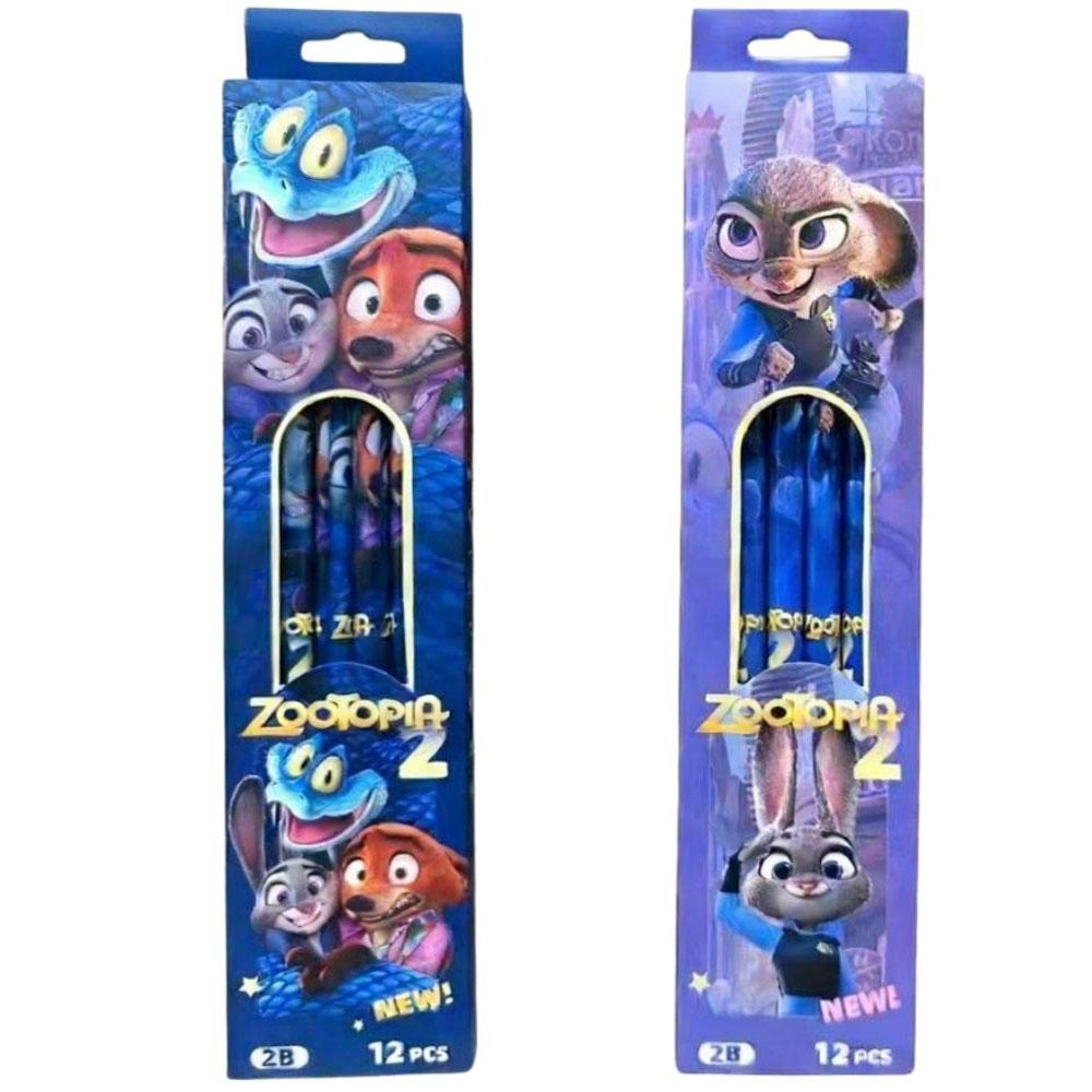 Zootopia 2 12-Pack 2B Pencils, Judy & Nick Cartoon Stationery, Back-To-School & Party Favor Gift