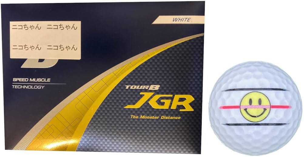 

[Happiraki_Golf Line] Bridgestone TOUR B JGR 2025 Model with 3 Lines (White, 1 Dozen, Smiley Face)