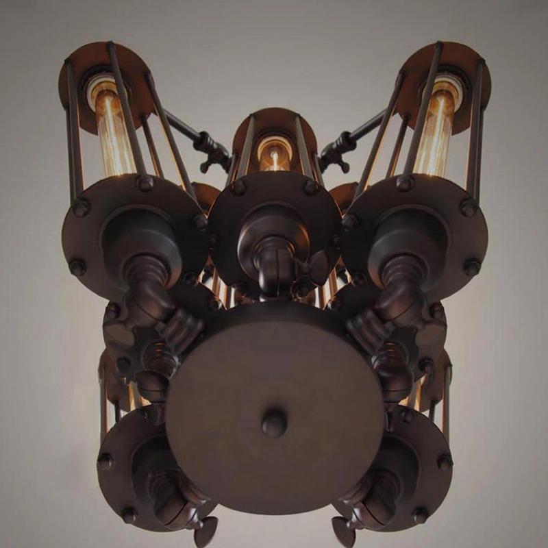Industrial Metal Steampunk Pendant Hanging Lamp Black Retro Chandelier Light