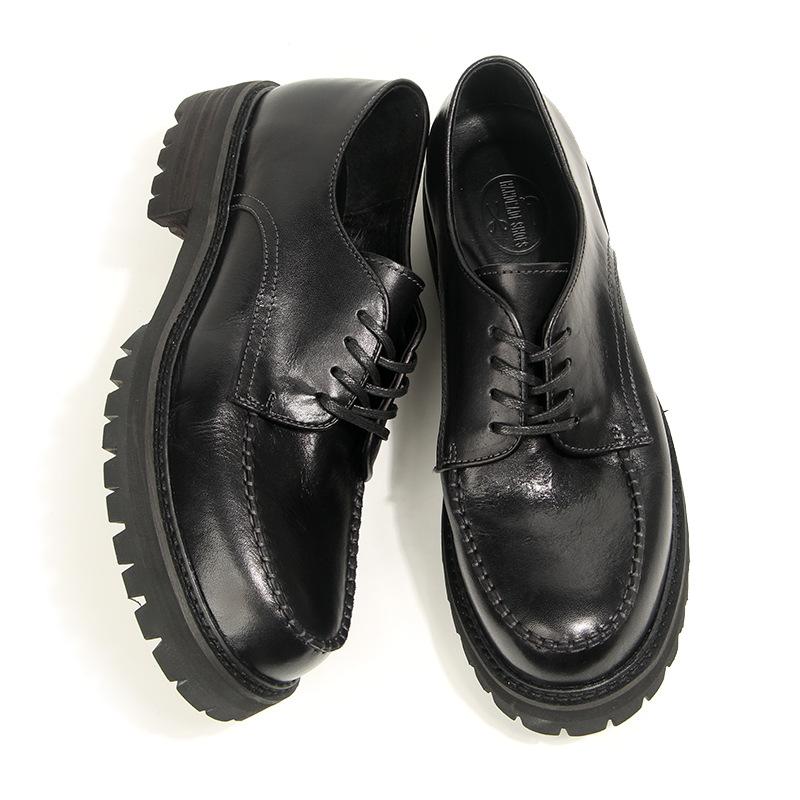 16-3 Retro Leather Fashion Trend Round Head Leather Shoes Hand-Polished Old Tooling Casual Men'S Shoes