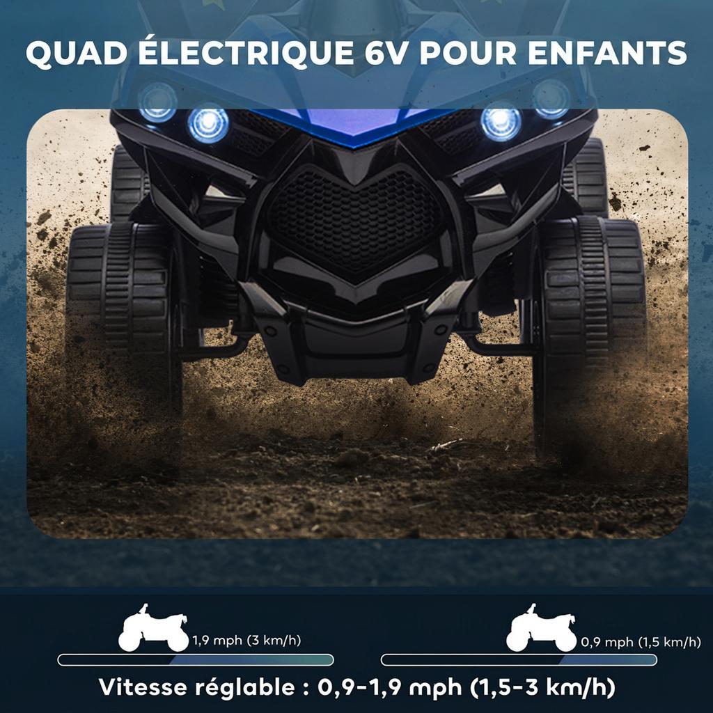Ride-On ATV for Kids, 6V, Music and LED Headlights, 18-56 Months, 70 x 42 x 45 cm, Blue
