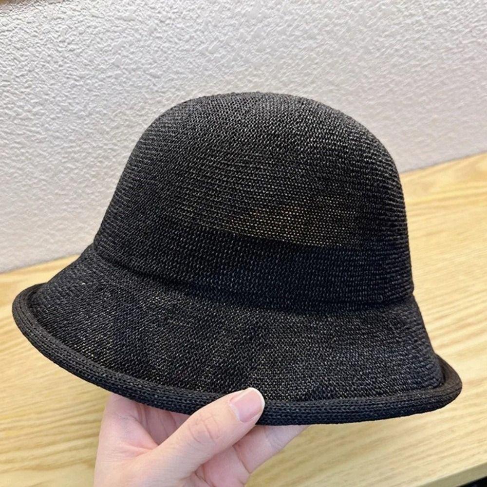 Thin Fisherman's Hats Knitted Sun Hat Fashion Women Bucket Hat Outdoor Beach Vacation Wear