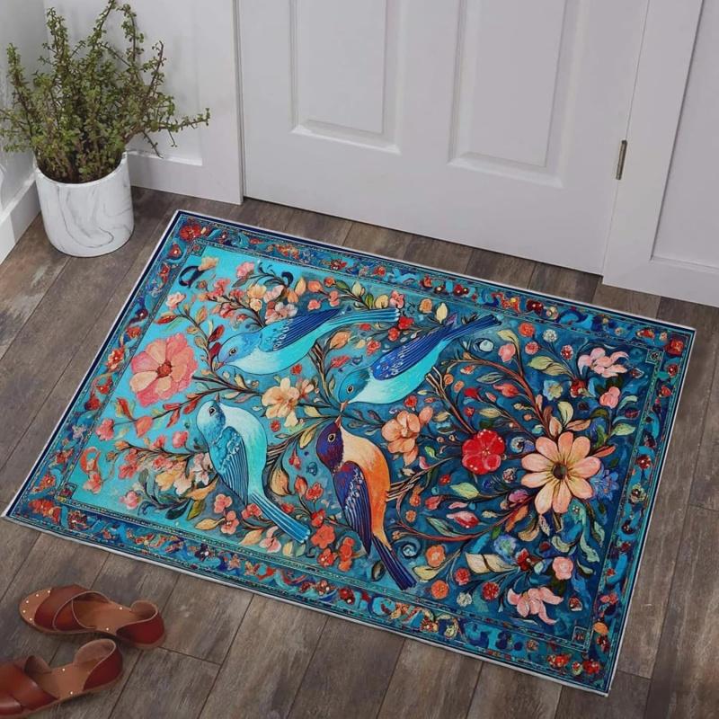 Bohemian Kleurrijke Visprint Deurmat Antislip Absorberende Vloermat Vintage Stijl Entreekleed 50X80cm