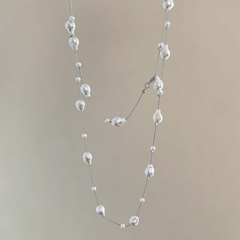 Exquisite Imitation Pearl Necklace for Women Girls Fashion Multi Layer Adjustable Long Tassel Necklace Wedding Jewelry Gift