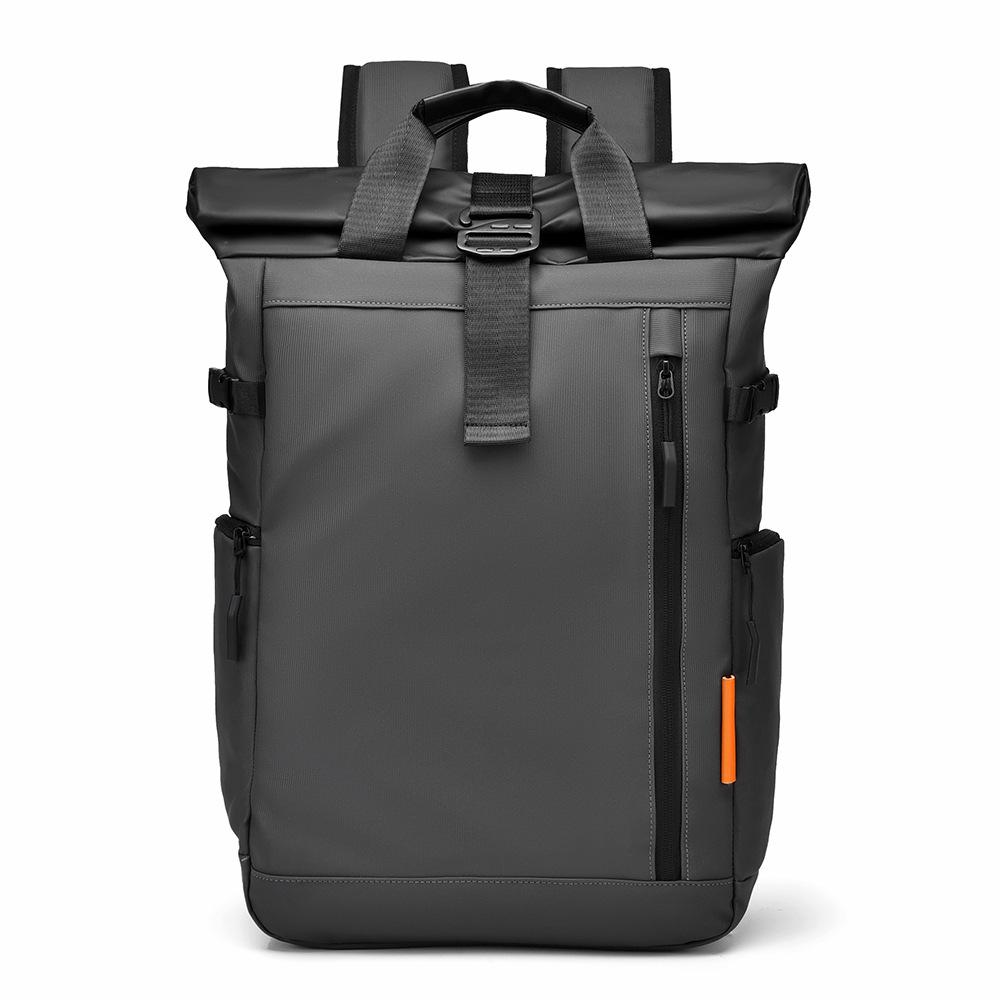 Men's Color-Blocked Roll-Top Backpack: Large Capacity & Multi-functional with Custom Logo Options