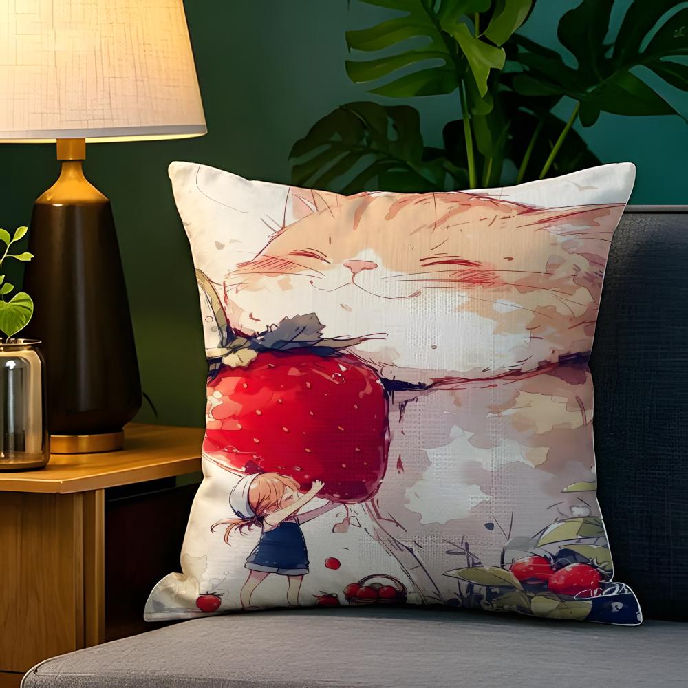 Cute Girl School Decorations 2 Pillow Case Natural Linen Pillow Case Double-Sided Decor Sofa Pillowcase Home Decor