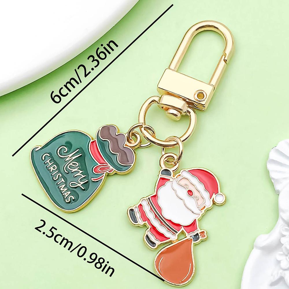 Exquisite Christmas Keychain: Santa, Reindeer, Gift Box, and Bell Ornaments Pendant