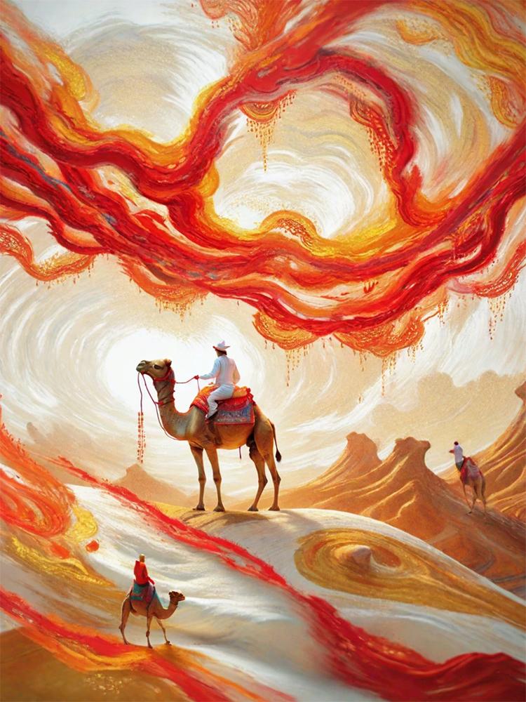 Full Drill 5D Diy Diamond Painting Desert Camel Animal Embroidery Sunset Scene Cross Embroidery Crystal Mosaic Home Decoration