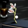 Vintage Elegant Magnolia Flower Brooch Alloy Pin For Wedding Business Party Accessories Secure Clasp Decoration