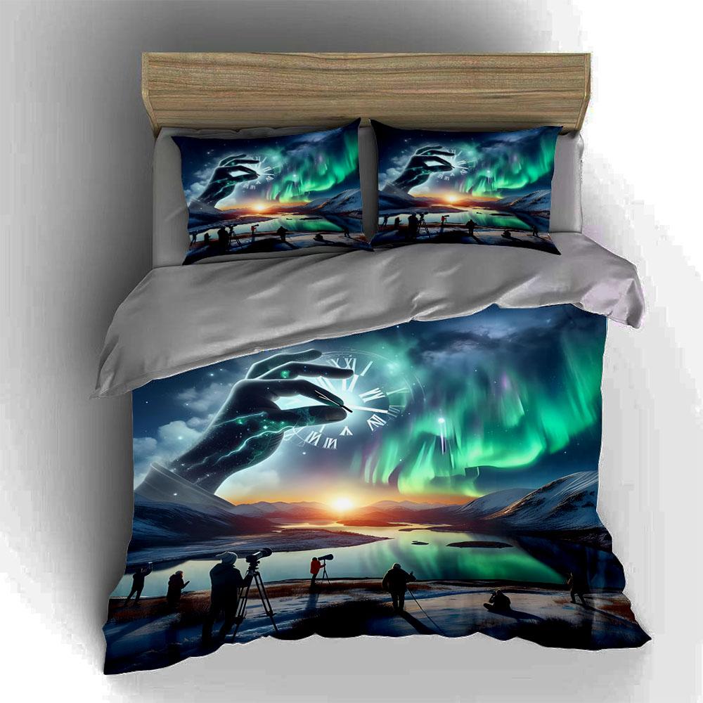 Aurora time landscape. Bedding Duvet cover sets Duvet covers Pillowcases gifts (1 * Duvet Cover 2 * Pillowcases, without duvet insert)