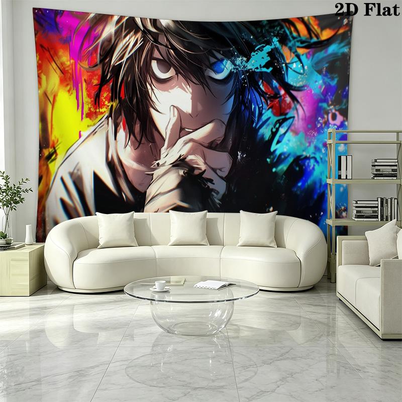 Death Note Anime Wall Tapestry Aesthetic Wall Hanging Printed Fabric Blanket Decorative Tapestries for Bedroom Living Room Home Decor