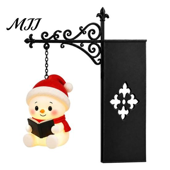 Literary Bookshelf Lamp Christmas Vintage Lantern Lamp, Light-up Santa Claus Snowman Reindeer Decor, Hanging Book Divider Label for Reading