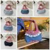 Bow Denim Plaid Handbag Korean Style Cute Coin Purse Portable Fresh Lace Handbag  Travel