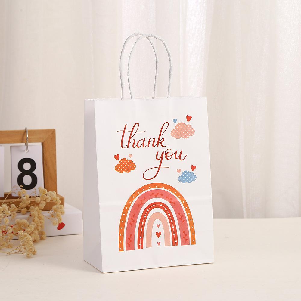 Stobag, Rainbow Thank You Gift Bags, Reusable Kraft Paper Totes for Birthday Parties, Weddings, and Baby Showers, 12/30pcs