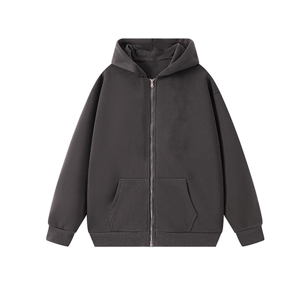 Unisex Heavyweight 720g Cotton Zip-Up Hoodie - Solid Color, Loose Fit, Super Thick, Cardigan Style