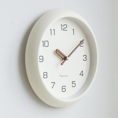 Wanduhr ohne Loch, für Wohnzimmer, moderne Einfachheit, cremefarbener Stil, Hängeuhr, Esszimmer, einfache Wanduhr zum Aufhängen, leise, runde Uhr