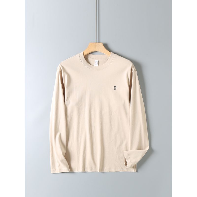 Original Foreign Trade Surplus Japanese-Style All-Cotton Brushed Long-Sleeve T-Shirt, Unisex Couple Style, Soft Casual Loose-Fitting Base Shirt