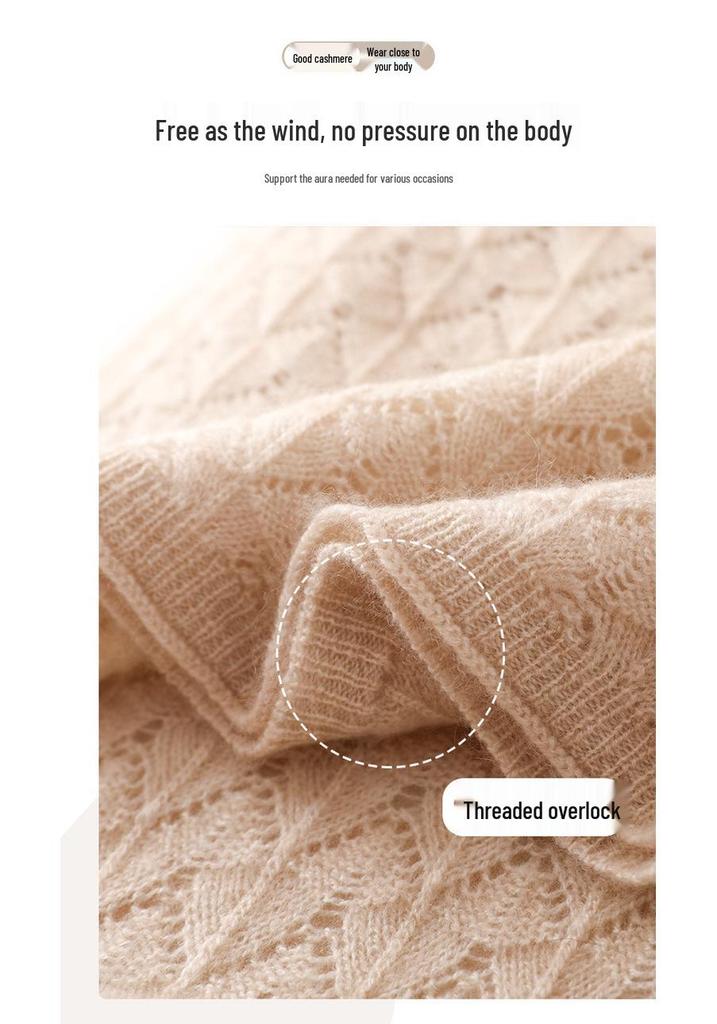 Cashmere 2025 Women's Solid Color Knitted Scarf Shawl – Hollowed-out Neck Protection for Autumn/Winter.