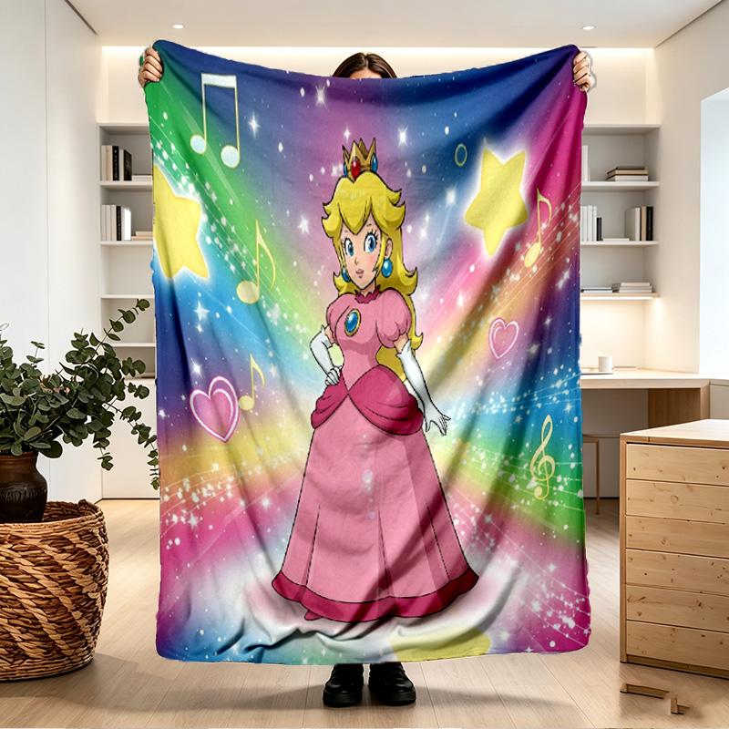 Princess Peach Toadstool Print Blanket - Soft & Comfortable, for Bedroom, Travel, Sofa, Home Decoration - Birthday Christmas Gift for Friend