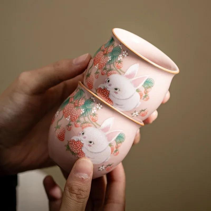 Cute Rabbit Porcelain Chinese Yin Ru Teapot Tea Ceremony Teaware Set Milk Oolong Tea Kettle Tie Guan Jasmine Pink Yao Type
