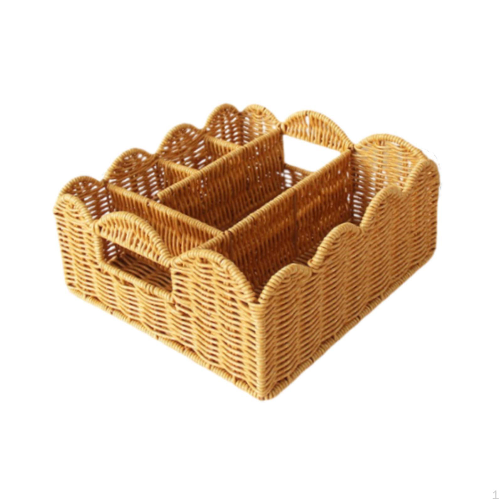 Weaving Storage Basket Bin with Handle Decorative for Shelves Office Coffee Table Countertop